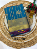 Silk Saree Pattu Blue With Purple Border -(KCSSP003)