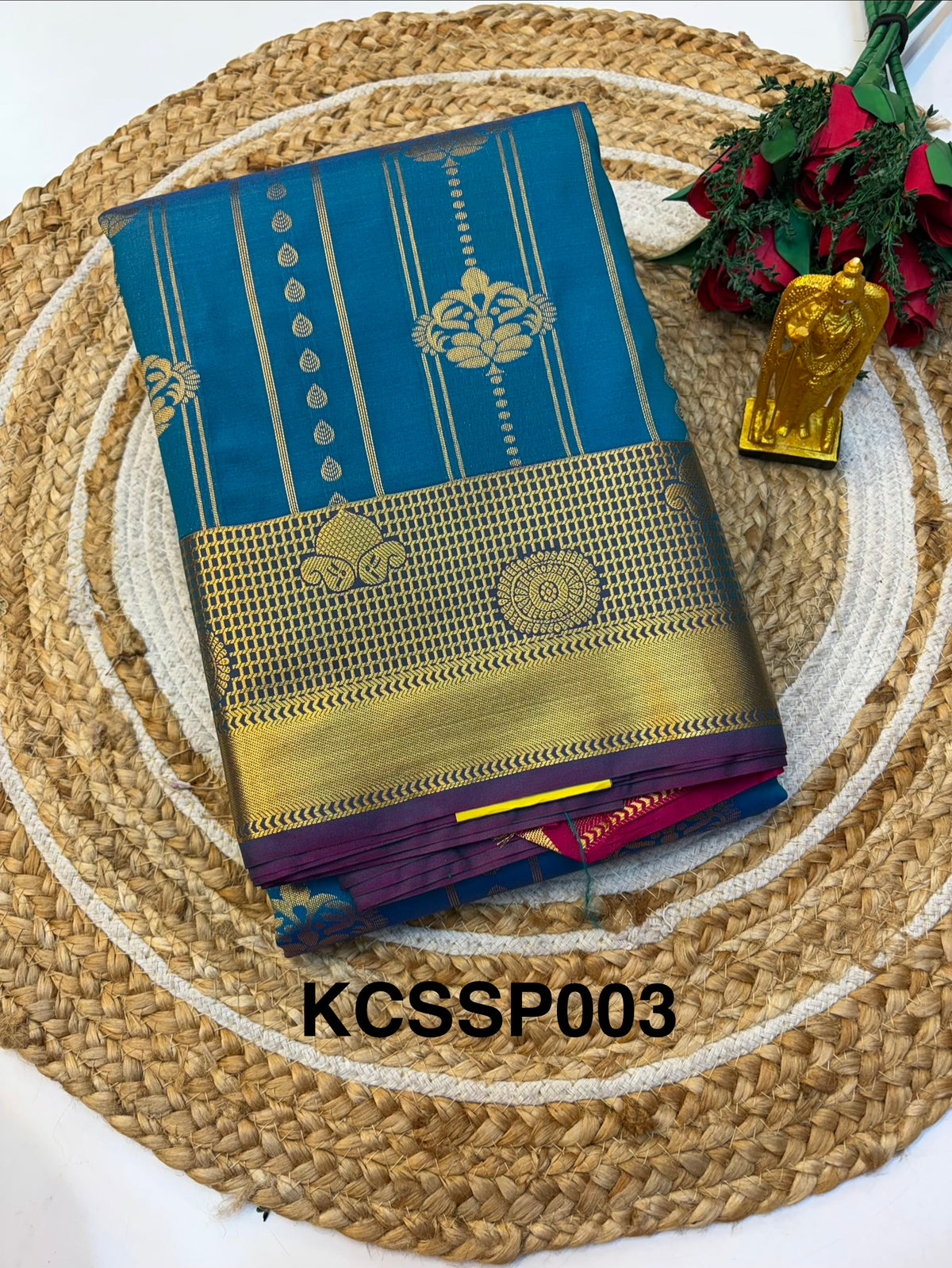 Silk Saree Pattu Blue With Purple Border -(KCSSP003)