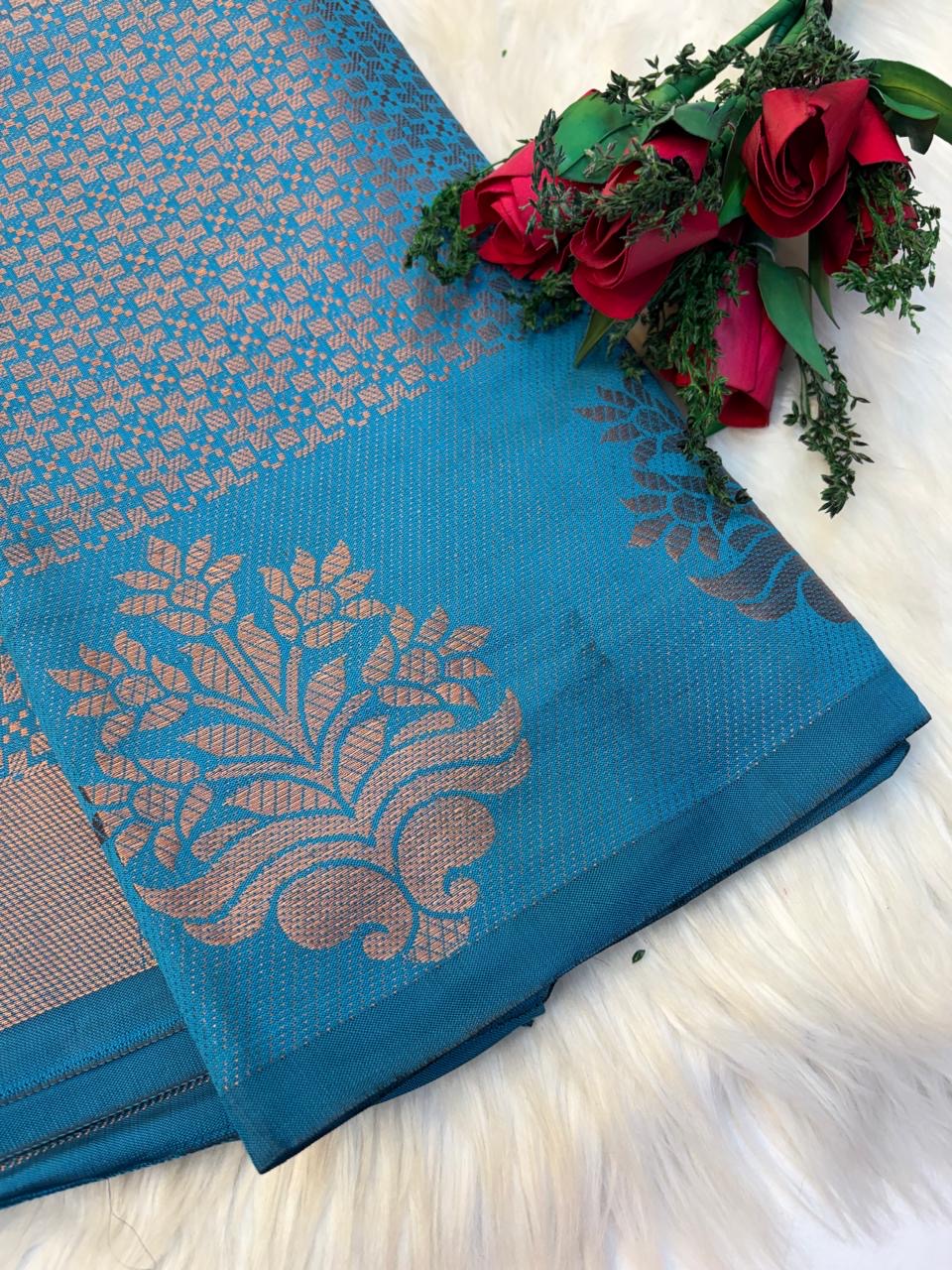 Banarasi Semi Silk Saree  Blue -(KCSS55)