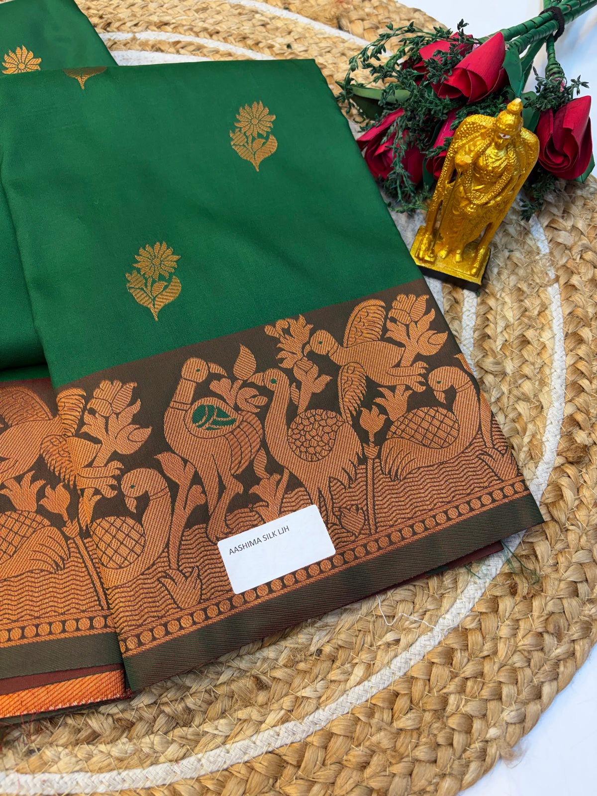 Soft Silk Saree Normal Green Colour With Green Border -(KCSSS21)