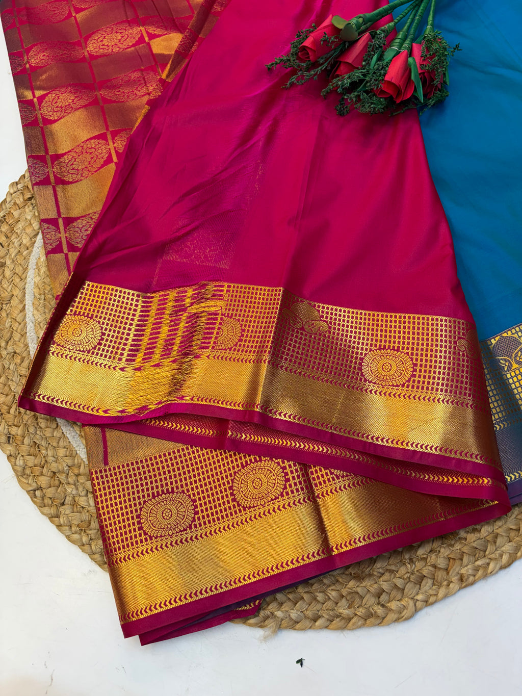Silk Saree Pattu Blue With Purple Border -(KCSSP003)