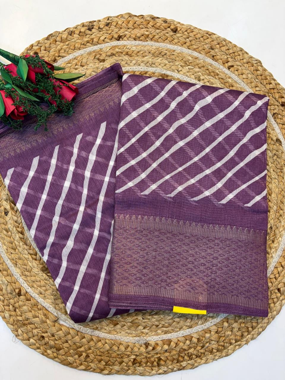 Fancy Cotton Blend Saree With Blouse, Fabulous Look and Budget-friendly pricing.(KCJC14)
