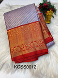 Parallel Lines Silk Saree Lavender Silk Saree With Red Border - (KCSS0012