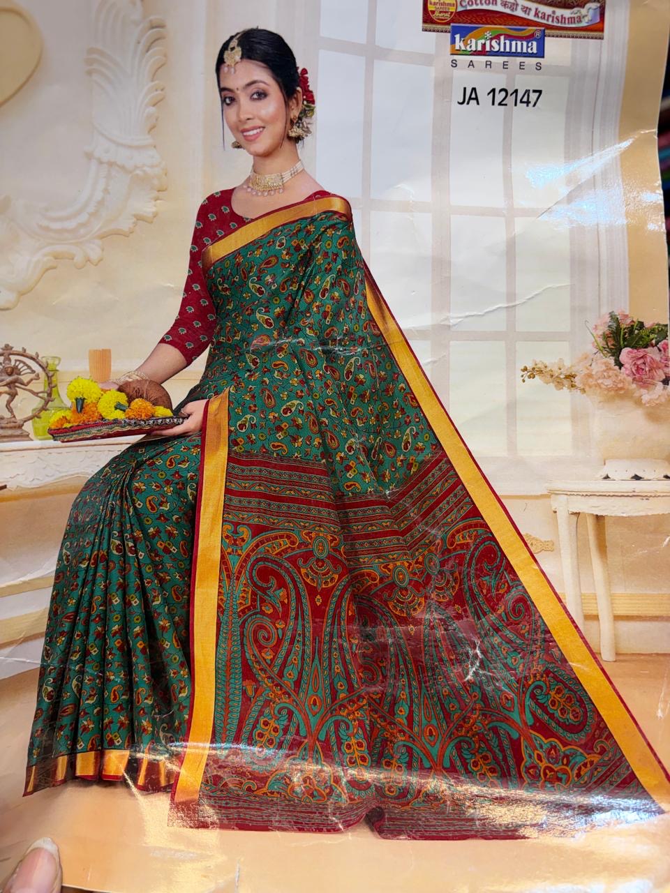Karishma Cotton Saree with Blouse and Gorgeous look.(KCKC20)