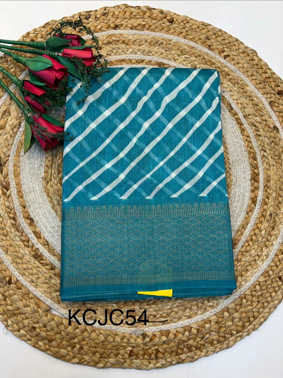 Fancy Cotton Blend Saree With Blouse, Fabulous Look and Budget-friendly pricing.(KCJC54)