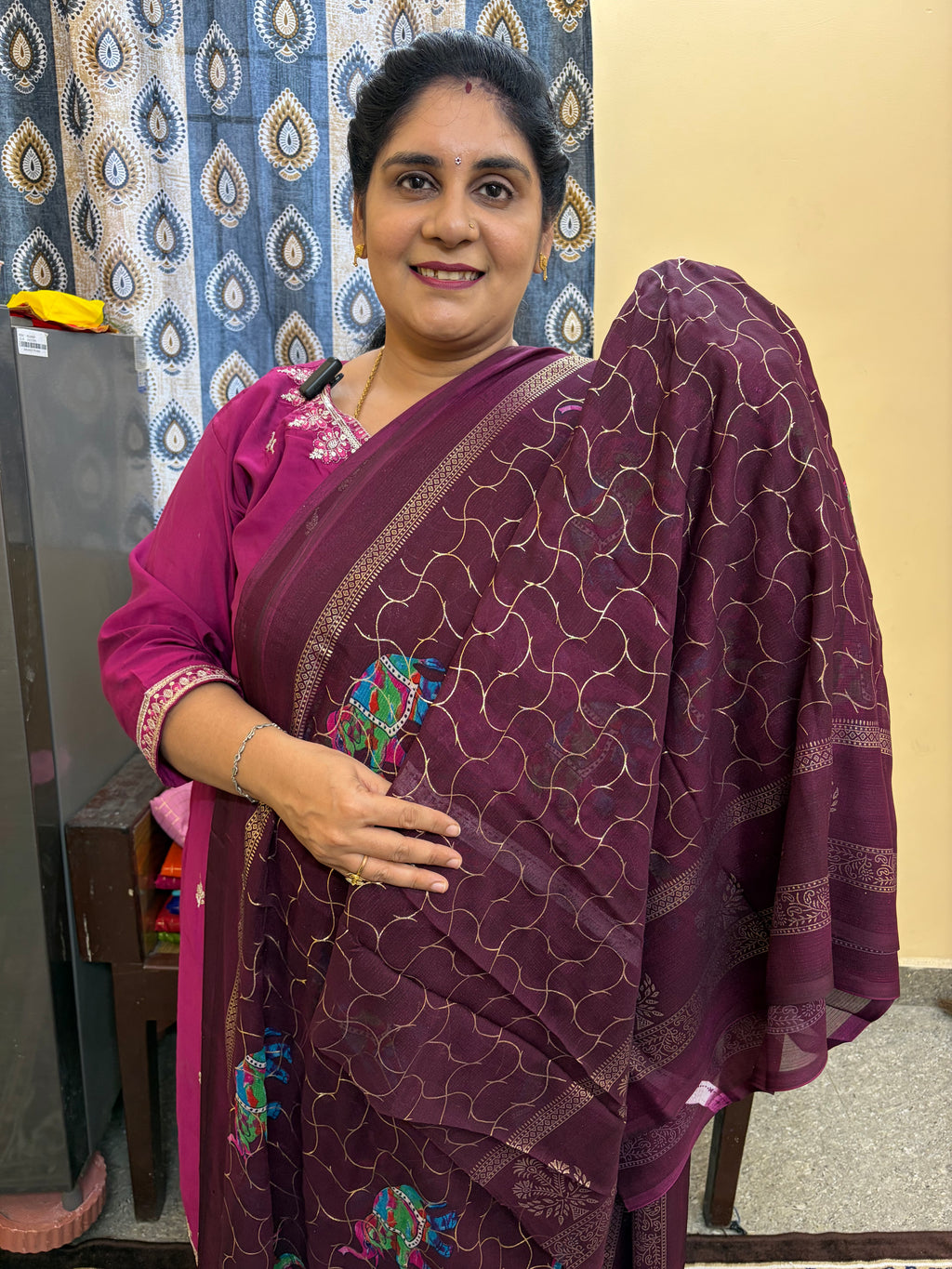 Budget-friendly Foil Print Saree(KCFS09)