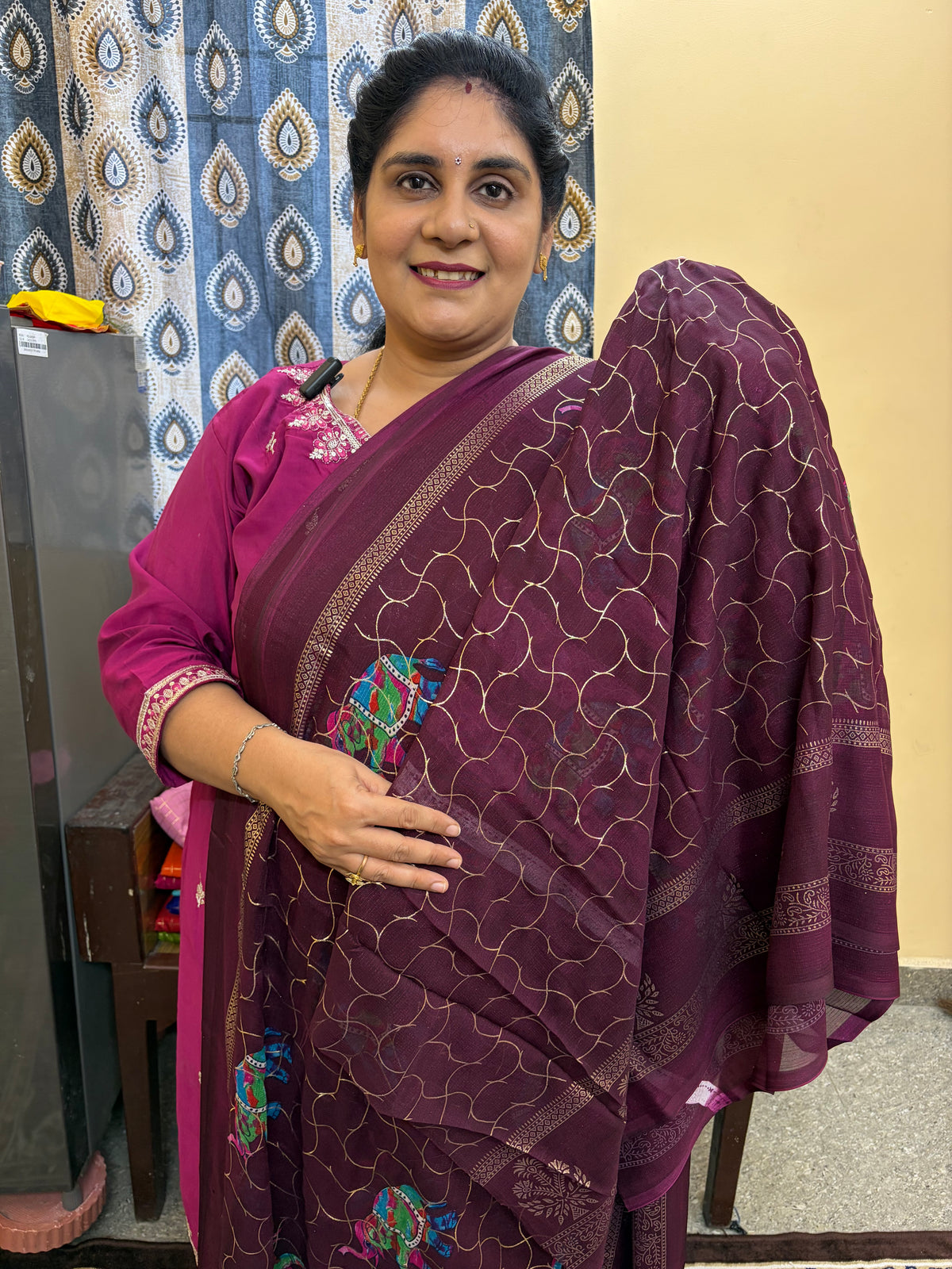 Budget-friendly Foil Print Saree(KCFS09)