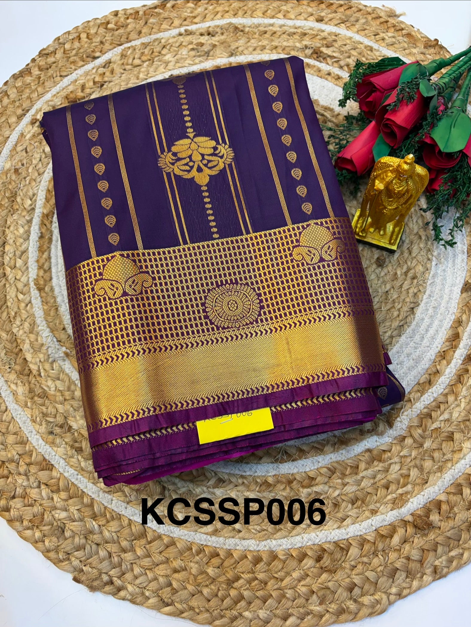 Silk Saree Pattu Dark Violet With Purple Border -(KCSSP006)