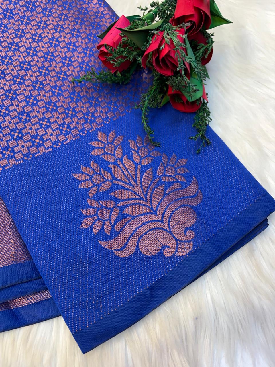 Banarasi Semi Silk Saree Royal Blue -(KCSS56)
