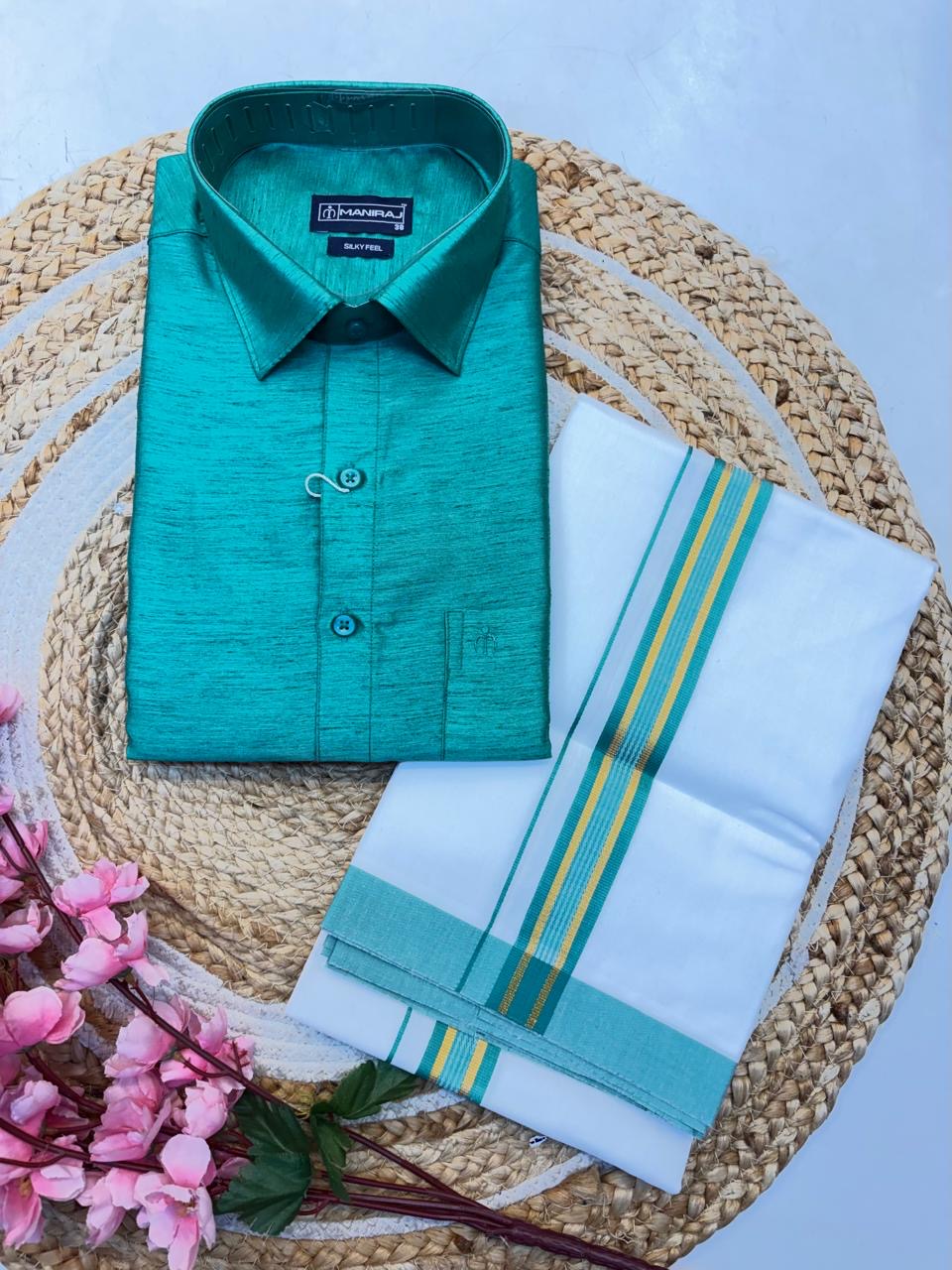 Melana Silk Set Half Sleeve Shirt With westi - (KCCWS09)