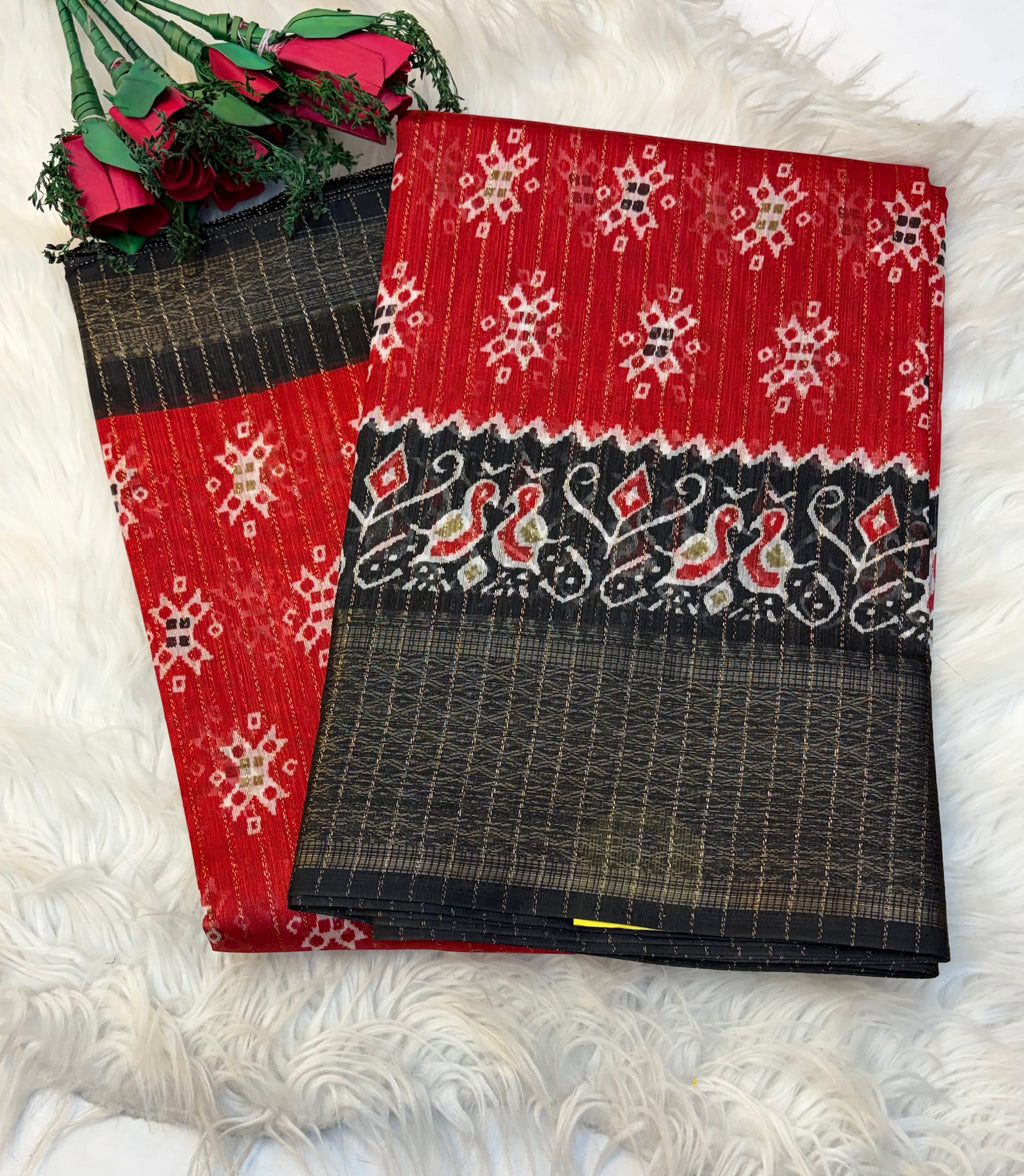 Fancy cotton blend saree with blouse and budget-friendly pricing (KCJC45)