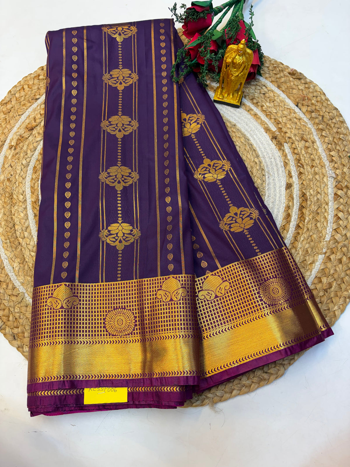Silk Saree Pattu Dark Violet With Purple Border -(KCSSP006)