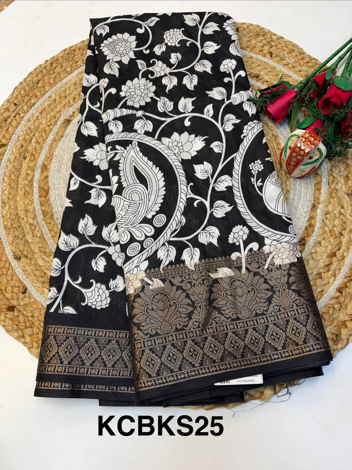 Kalamkari Dola Silk Saree with Blouse and Fabulous Look.(KCBKS25)