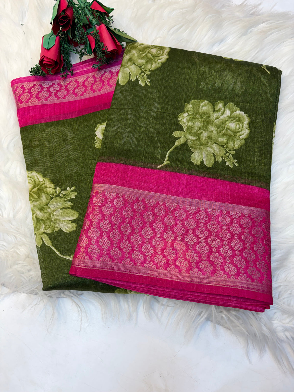 Fancy cotton blend saree with blouse and budget-friendly pricing (KCJC55)