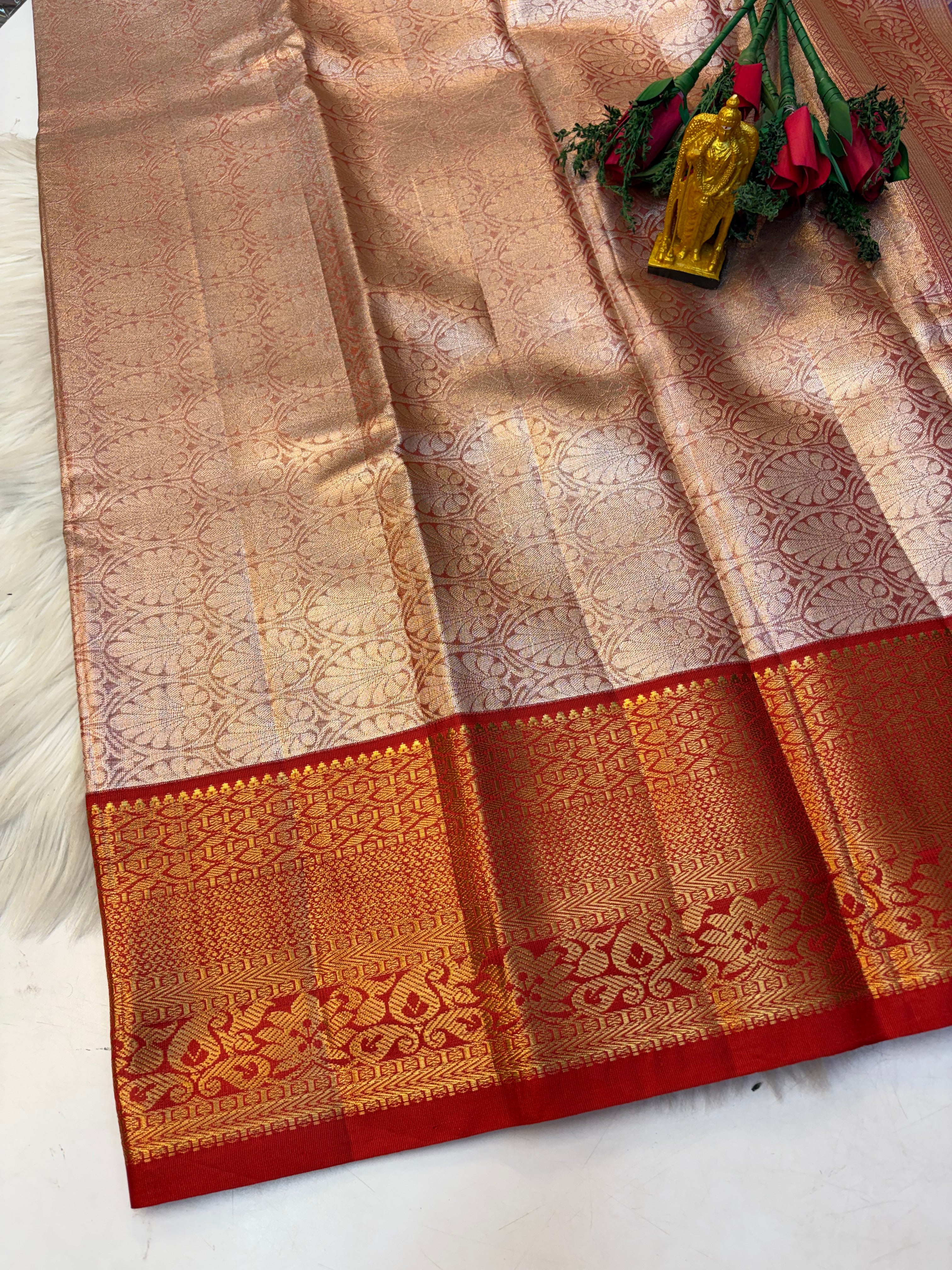 Parallel Lines Silk Saree Lavender Silk Saree With Red Border - (KCSS0012