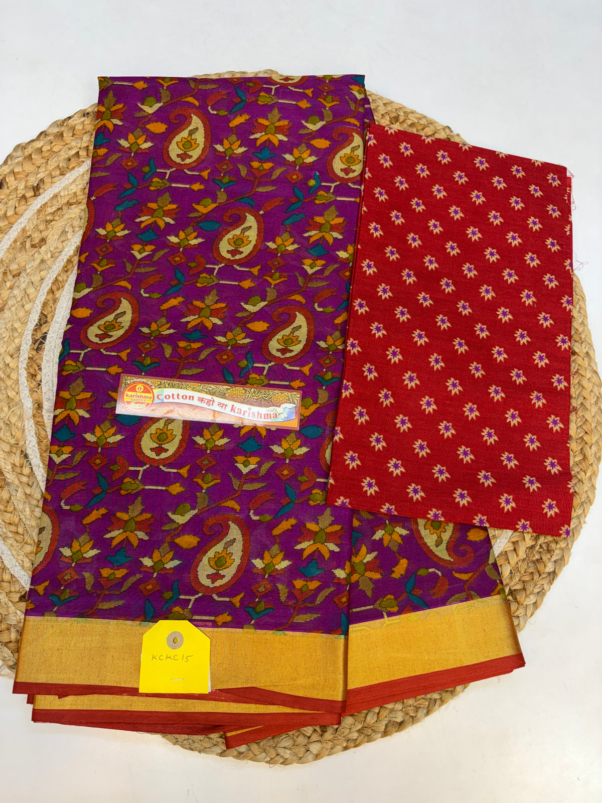Karishma Cotton Saree with Blouse and Gorgeous look.(KCKC15)