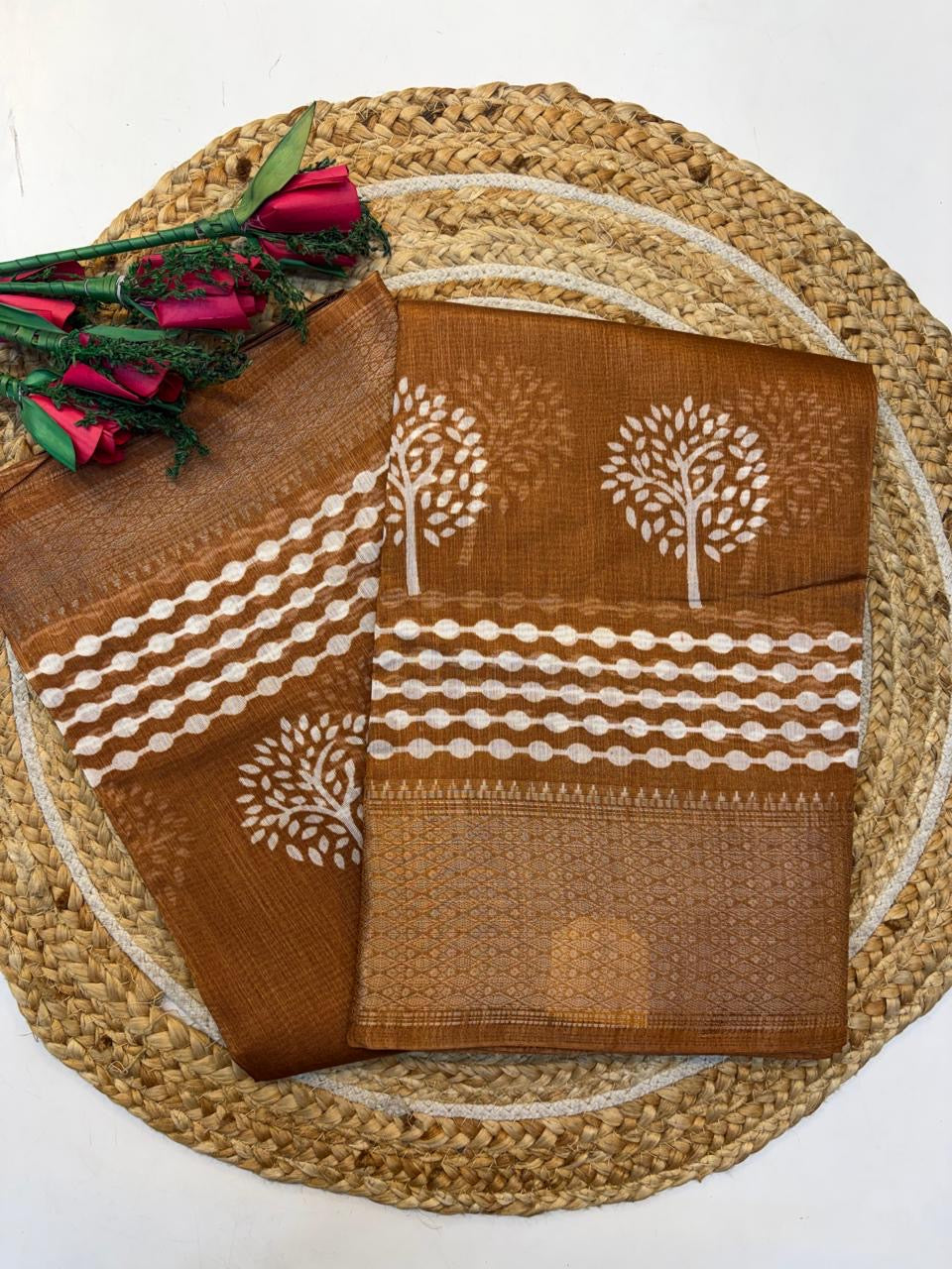 Fancy Cotton Blend Saree With Blouse, Fabulous Look and Budget-friendly pricing.(KCJC18)