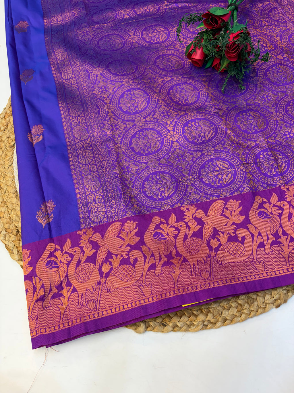 Soft Silk Saree Royal Blue Colour With Purple Border -(KCSSS19)
