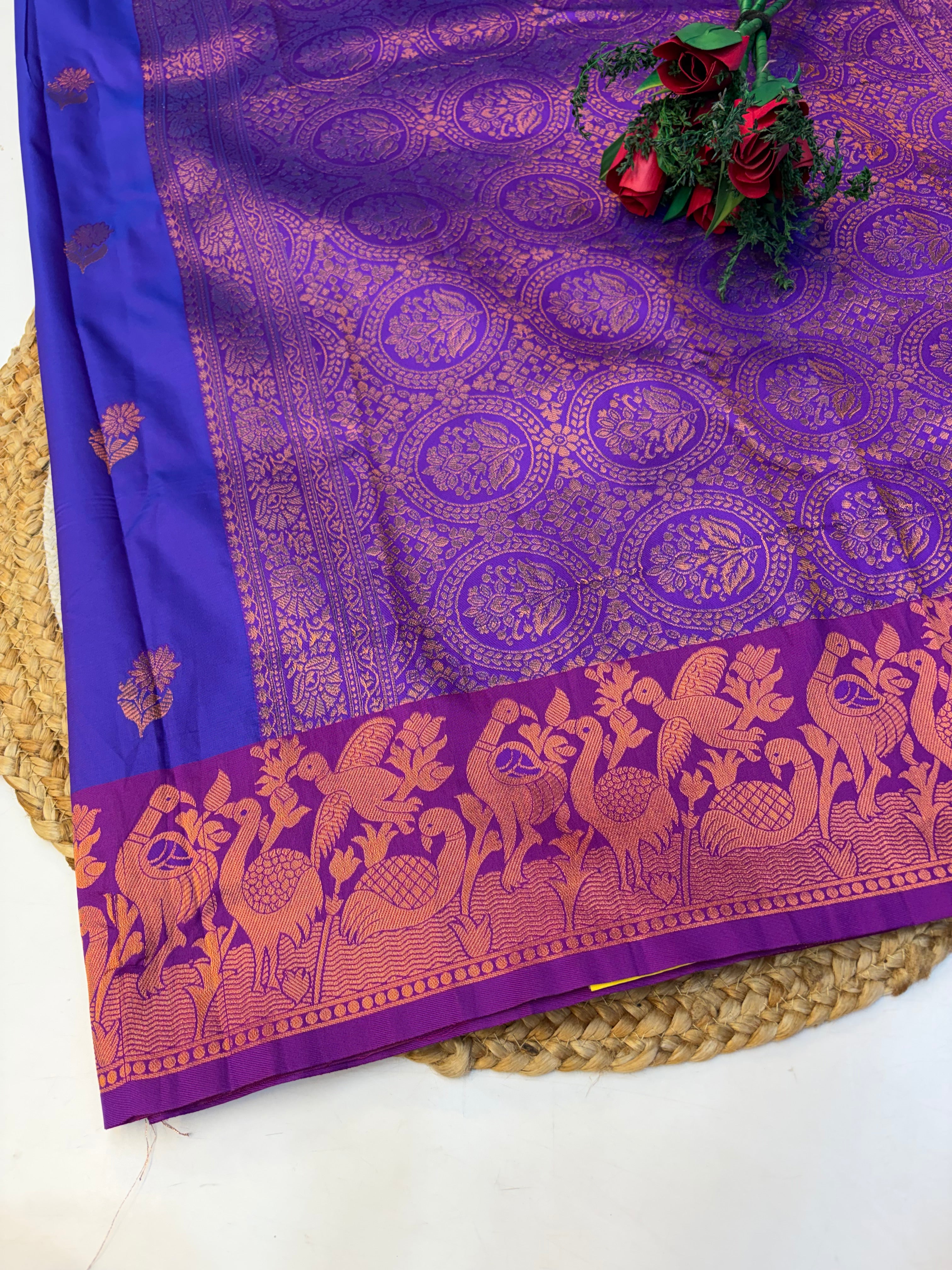 Soft Silk Saree Royal Blue Colour With Purple Border -(KCSSS19)