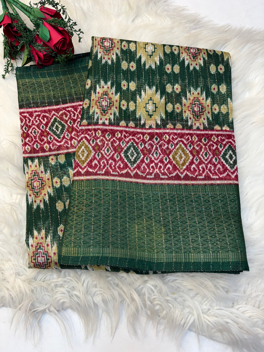 Fancy cotton blend saree with blouse and budget-friendly pricing (KCJC11)