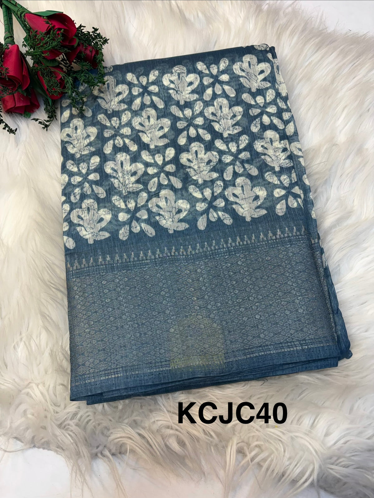 Fancy cotton blend saree with blouse and budget-friendly pricing (KCJC40)