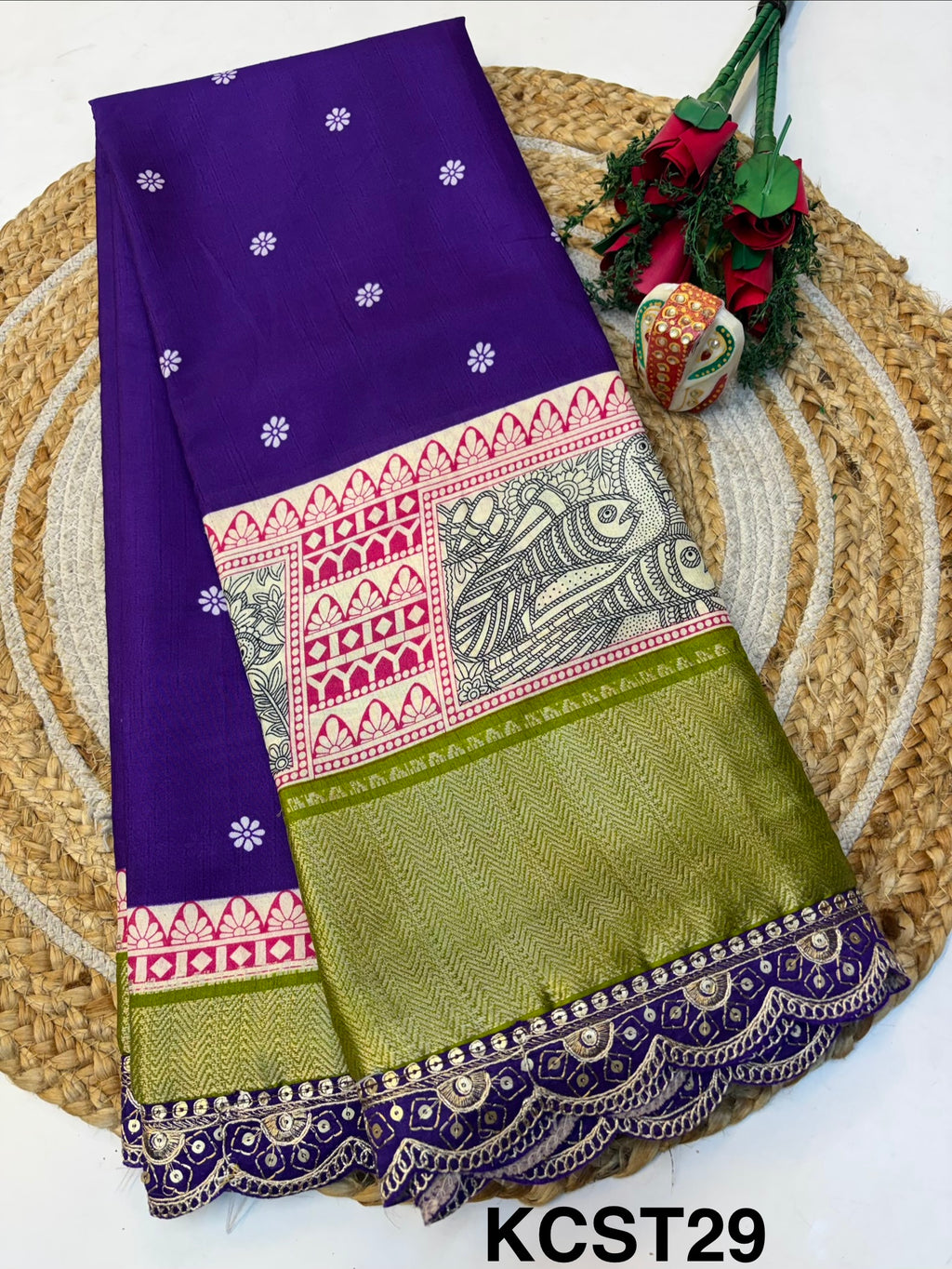 Fancy Dola Silk Saree with Blouse and Fabulous Look.(KCST29)