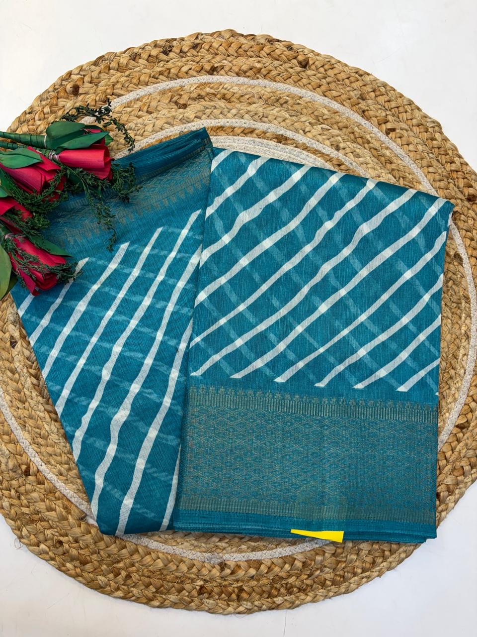 Fancy Cotton Blend Saree With Blouse, Fabulous Look and Budget-friendly pricing.(KCJC54)