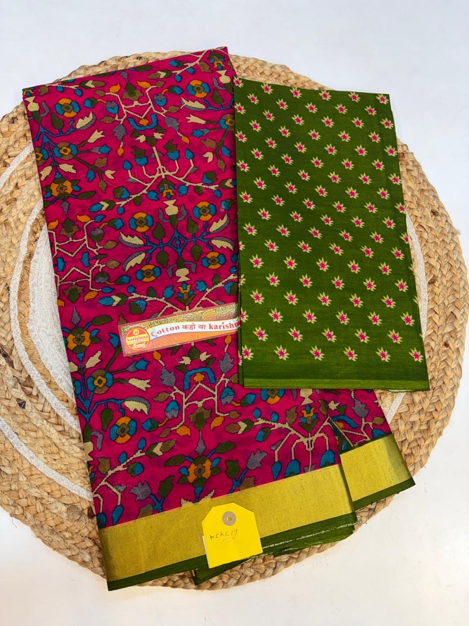 Karishma Cotton Saree with Blouse and Gorgeous look.(KCKC19)