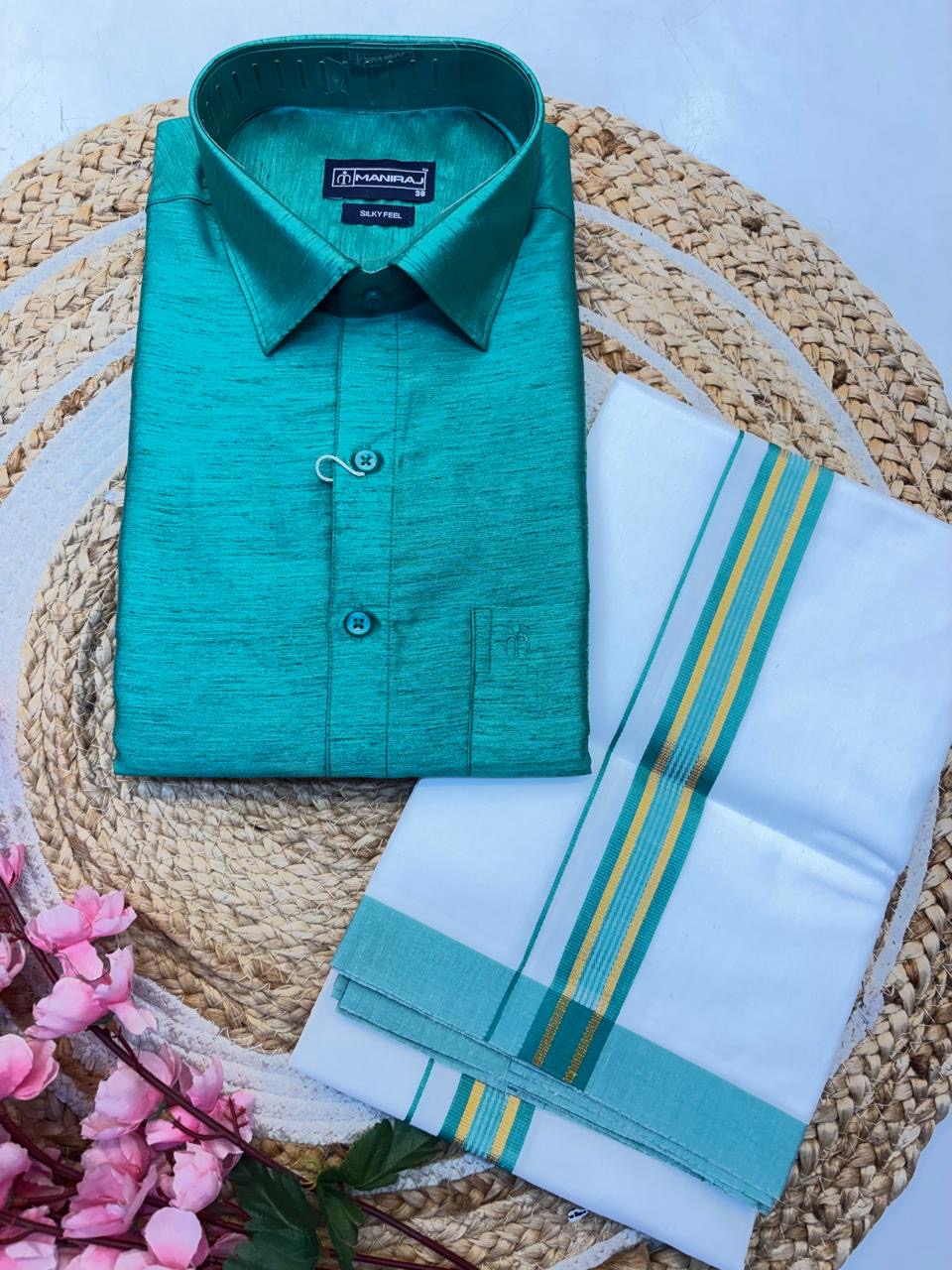 Melana Silk Set Half Sleeve Shirt With westi - (KCCWS09)