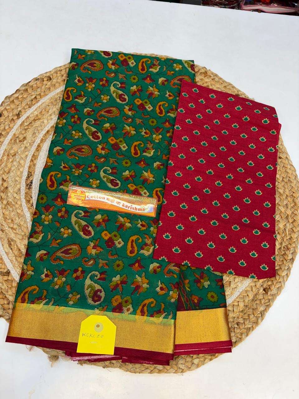 Karishma Cotton Saree with Blouse and Gorgeous look.(KCKC20)