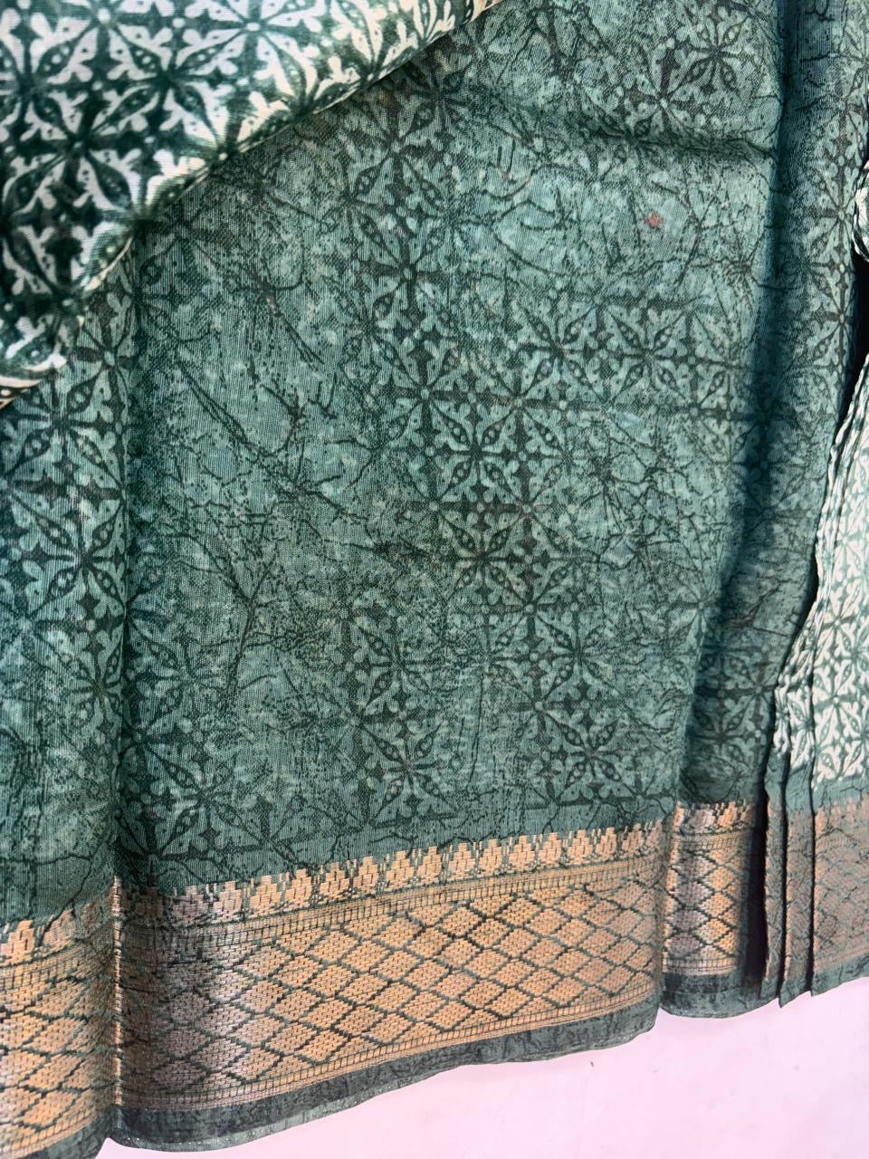 Fancy Cotton Blend Saree With Blouse, Fabulous Look and Budget-friendly pricing.(KCJC48)