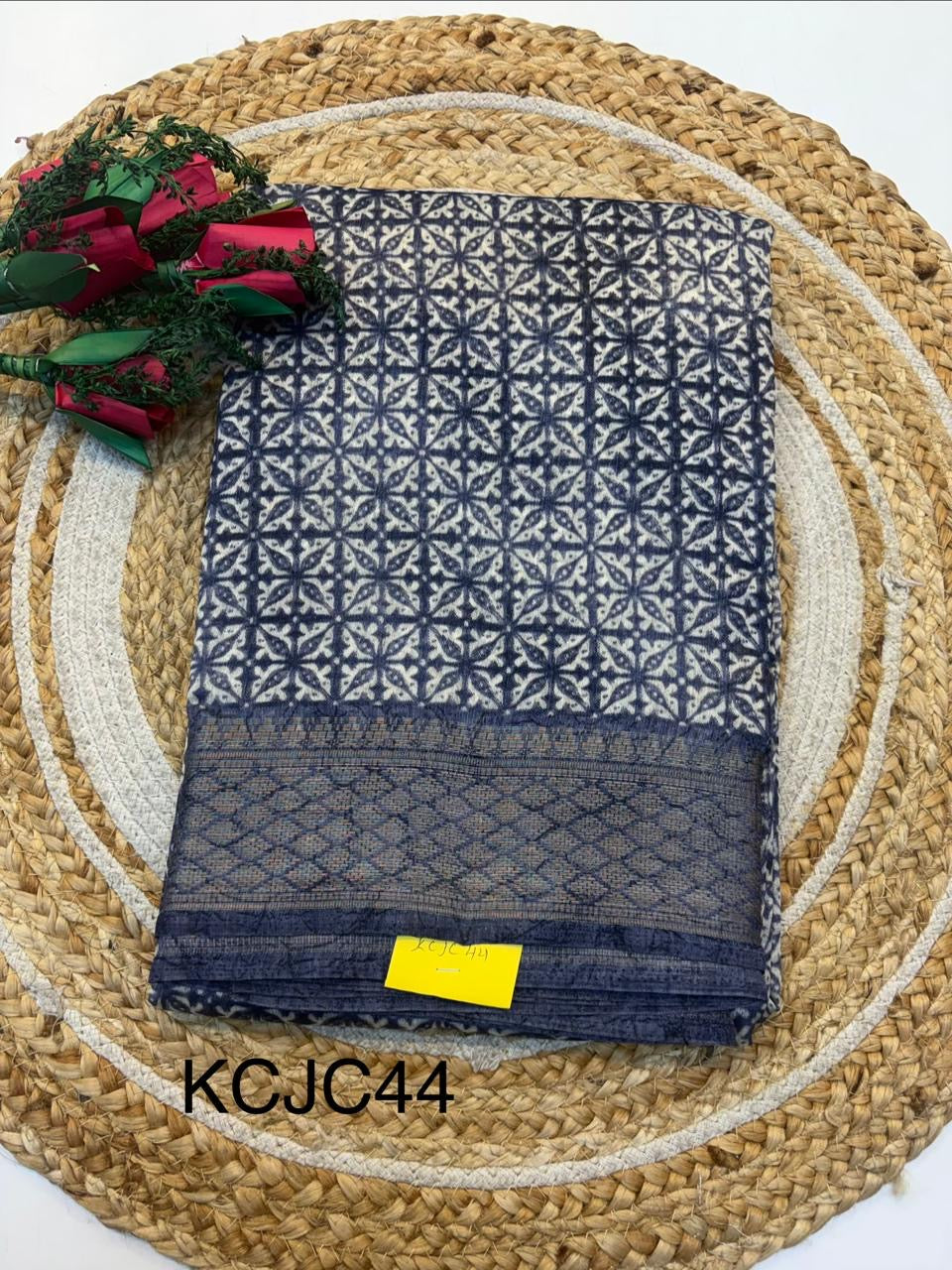 Fancy Cotton Blend Saree With Blouse, Fabulous Look and Budget-friendly pricing.(KCJC44)