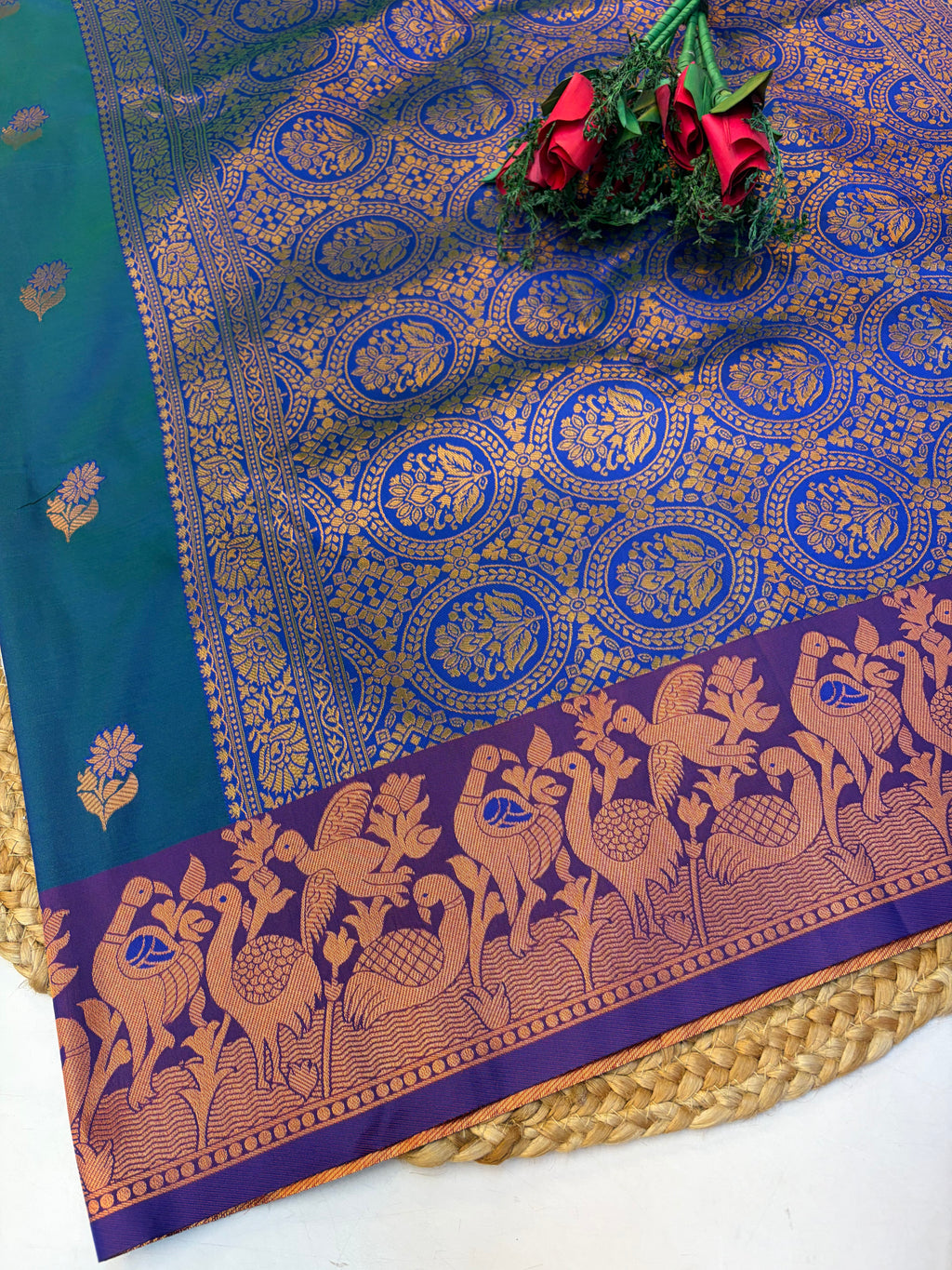 Soft Silk Saree Peacock blue Colour With Blue Border -(KCSSS20)