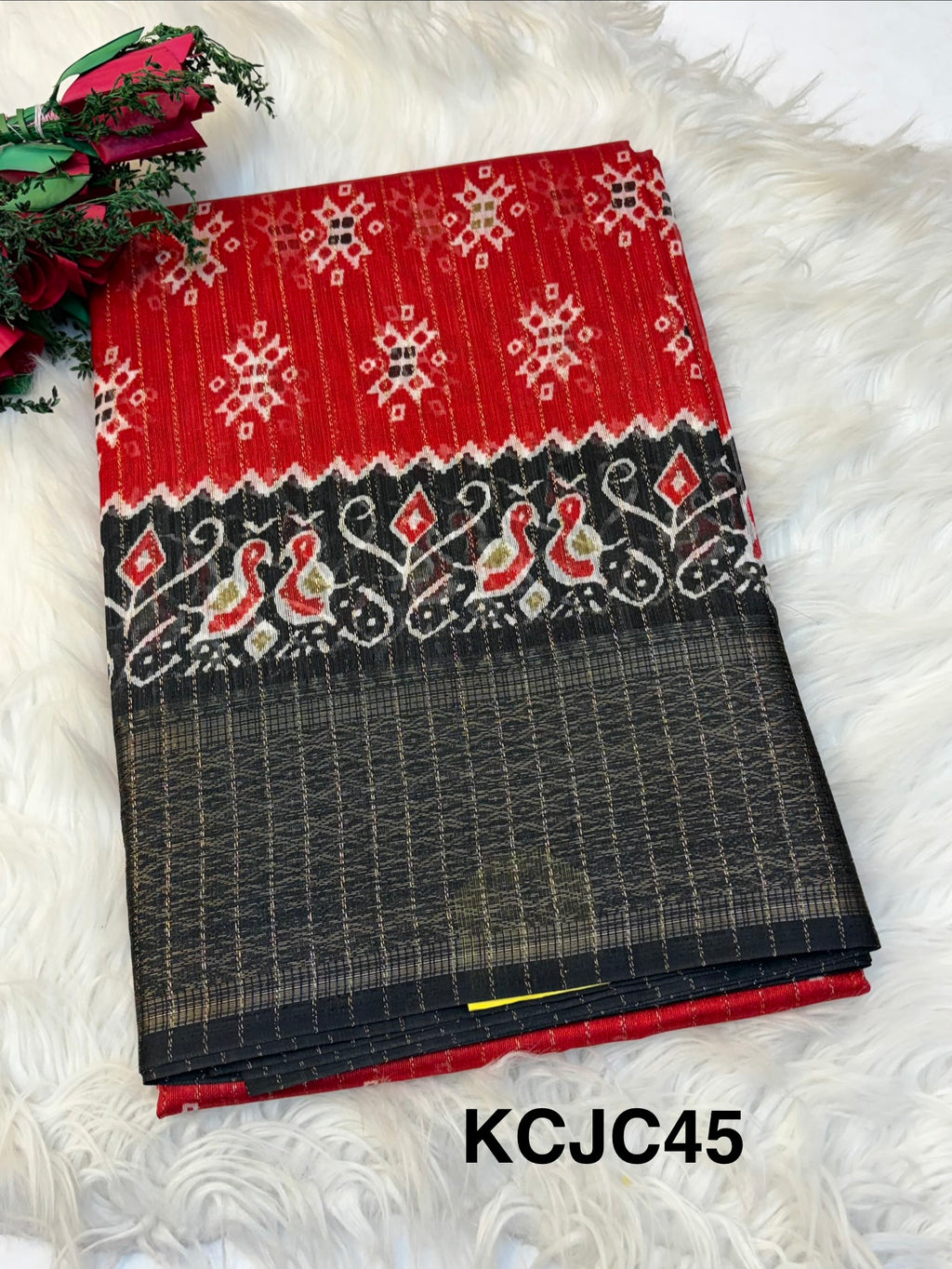Fancy cotton blend saree with blouse and budget-friendly pricing (KCJC45)