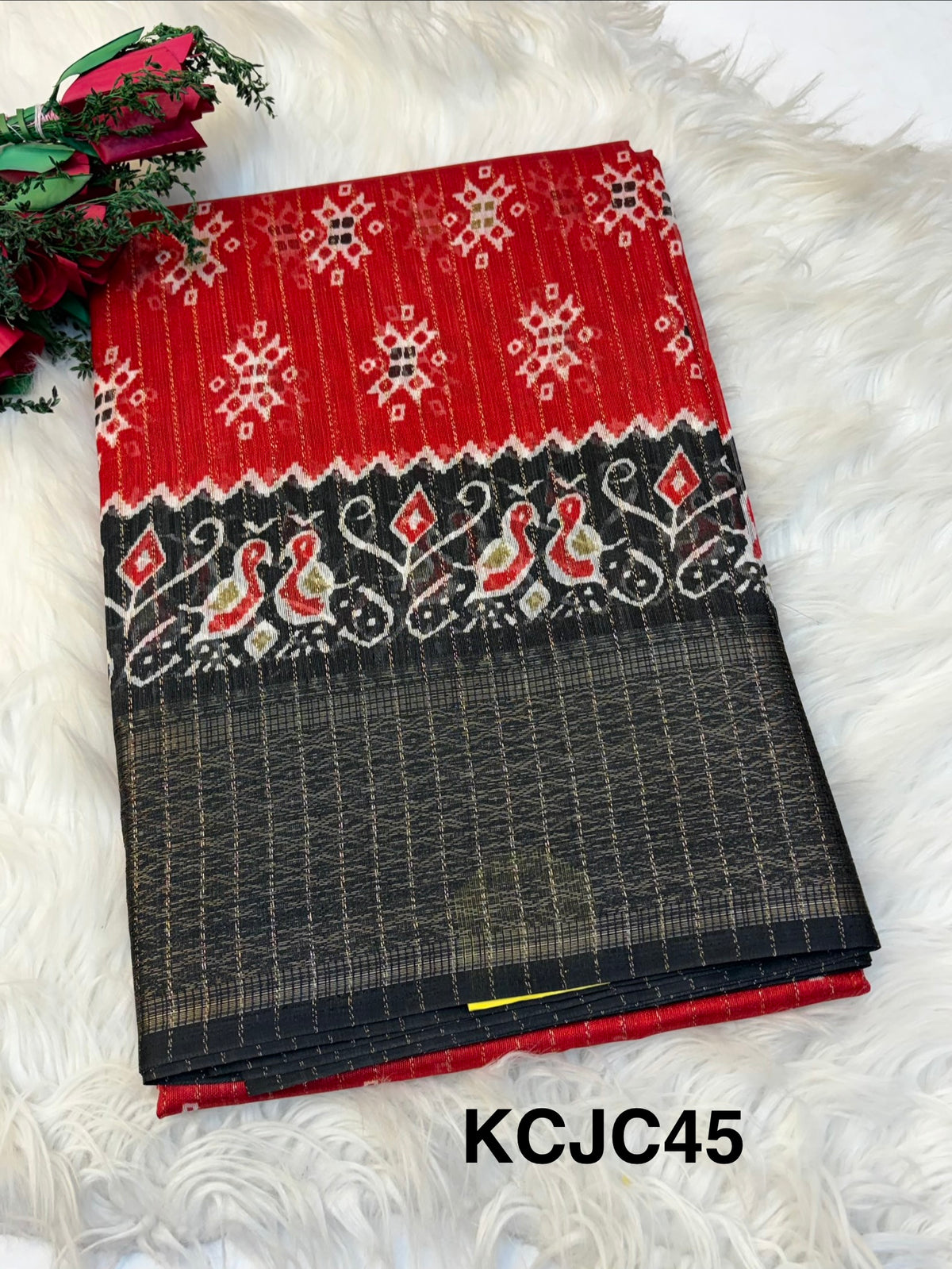 Fancy cotton blend saree with blouse and budget-friendly pricing (KCJC45)