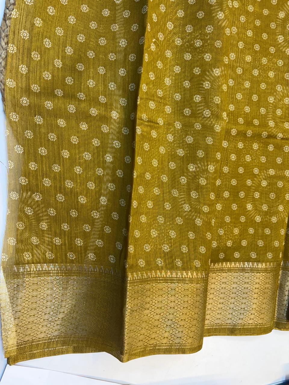 Fancy Cotton Blend Saree With Blouse, Fabulous Look and Budget-friendly pricing.(KCJC23)