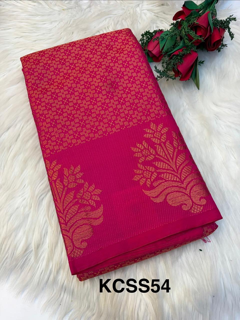 Banarasi Semi Silk Saree  Rani pink -(KCSS54)