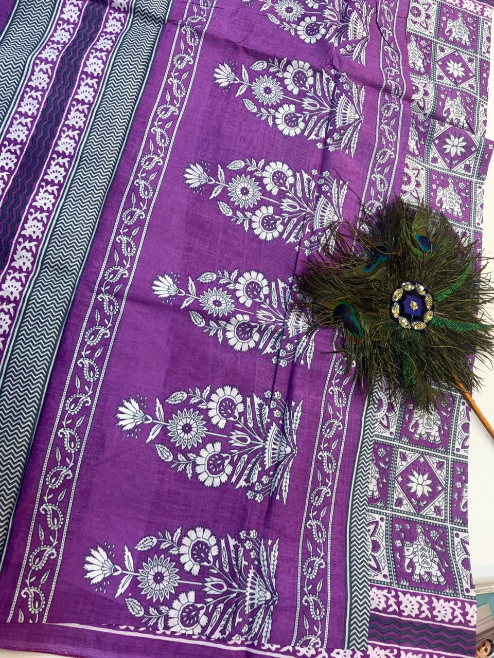 Bagru Cotton Saree with 1M Separate Blouse.(KCBCS0020)