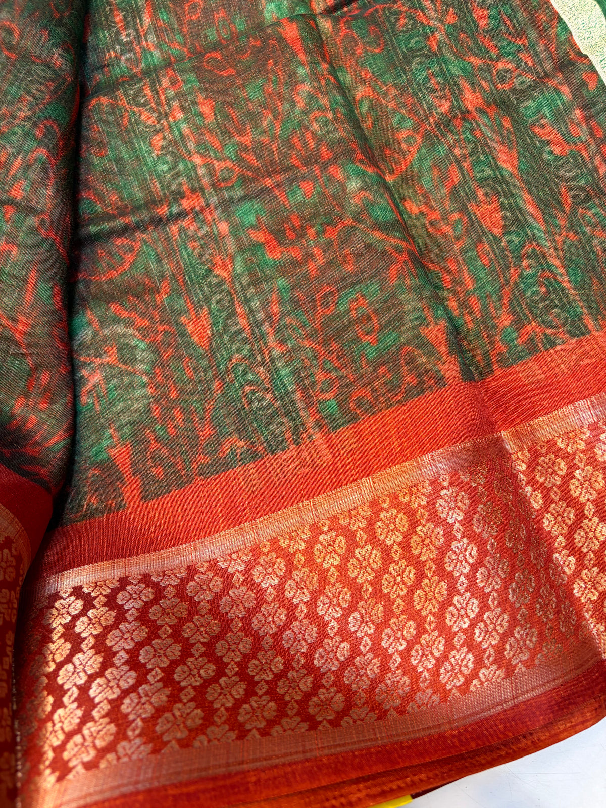 Fancy cotton blend saree with blouse and budget-friendly pricing (KCJC46)