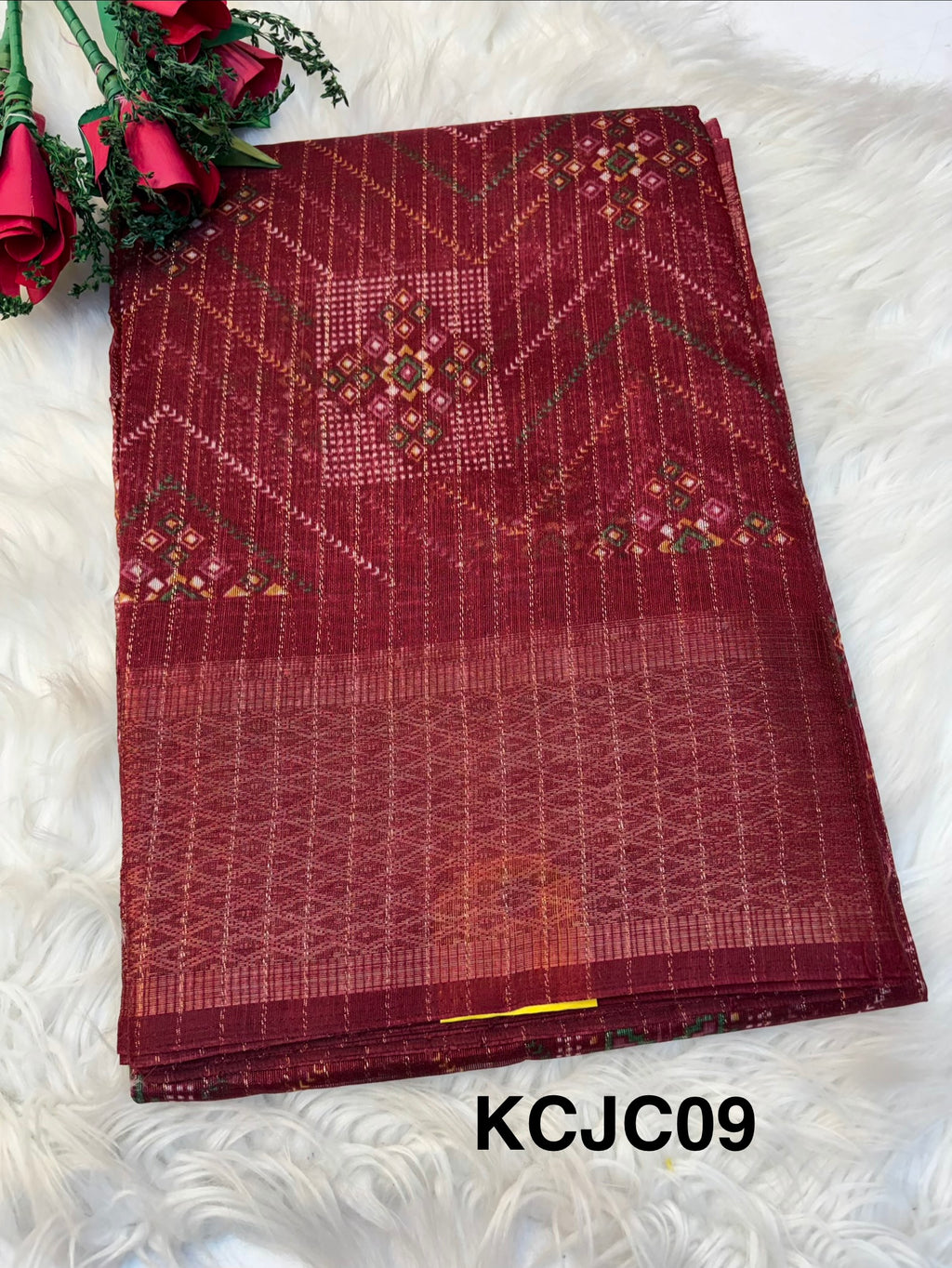 Fancy cotton blend saree with blouse and budget-friendly pricing (KCJC09)