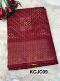 Fancy cotton blend saree with blouse and budget-friendly pricing (KCJC09)