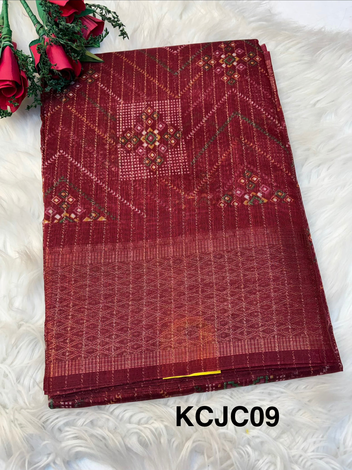 Fancy cotton blend saree with blouse and budget-friendly pricing (KCJC09)