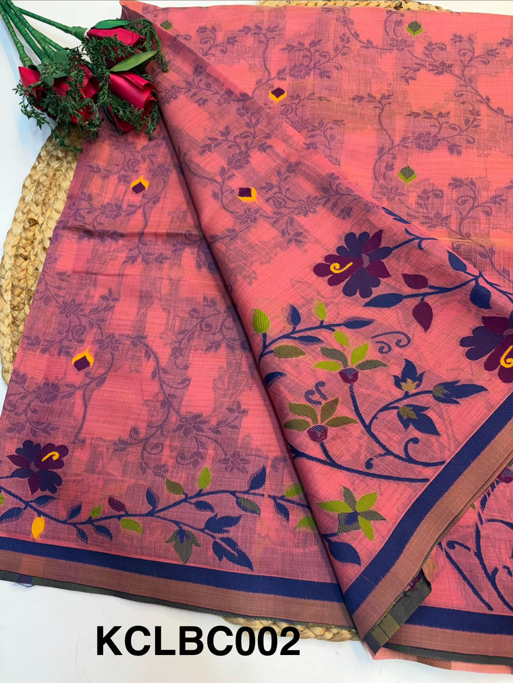 Linen Blended Cotton Saree with Blouse(KCLBC002)