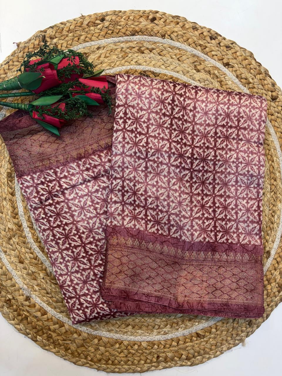 Fancy Cotton Blend Saree With Blouse, Fabulous Look and Budget-friendly pricing.(KCJC51)