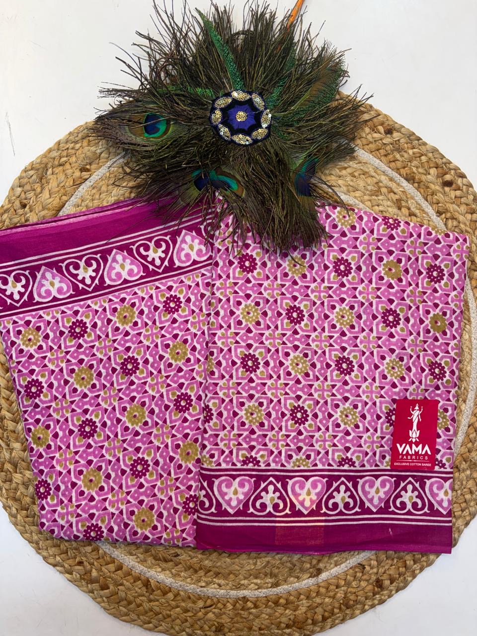 Bagru Cotton Saree with 1M Separate Blouse.(KCBCS006)
