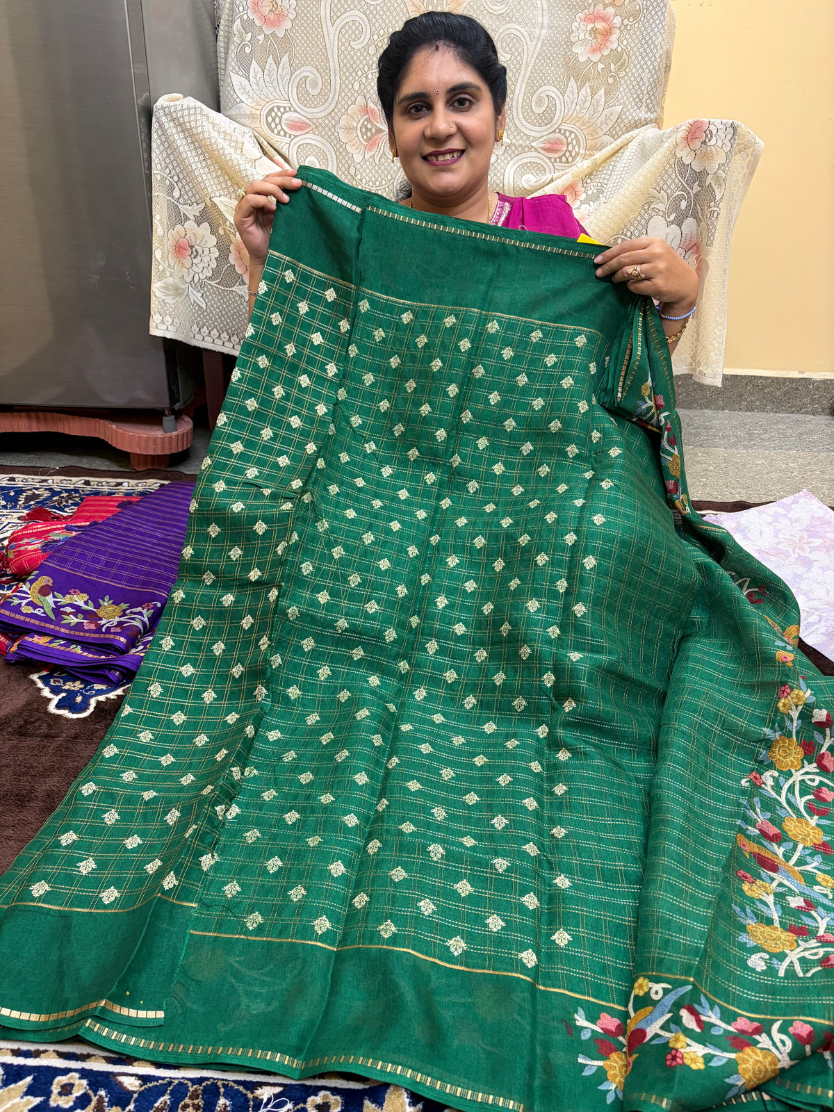 Mangalgiri Mix Cotton Saree with blouse (KCFCS01) (Copy)