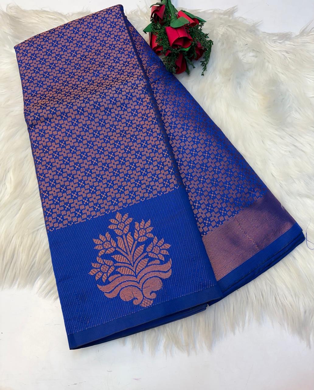 Banarasi Semi Silk Saree Royal Blue -(KCSS56)