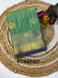 Silk Saree Pattu Pastel Green (Olive) With Purple Border  -(KCSS007)