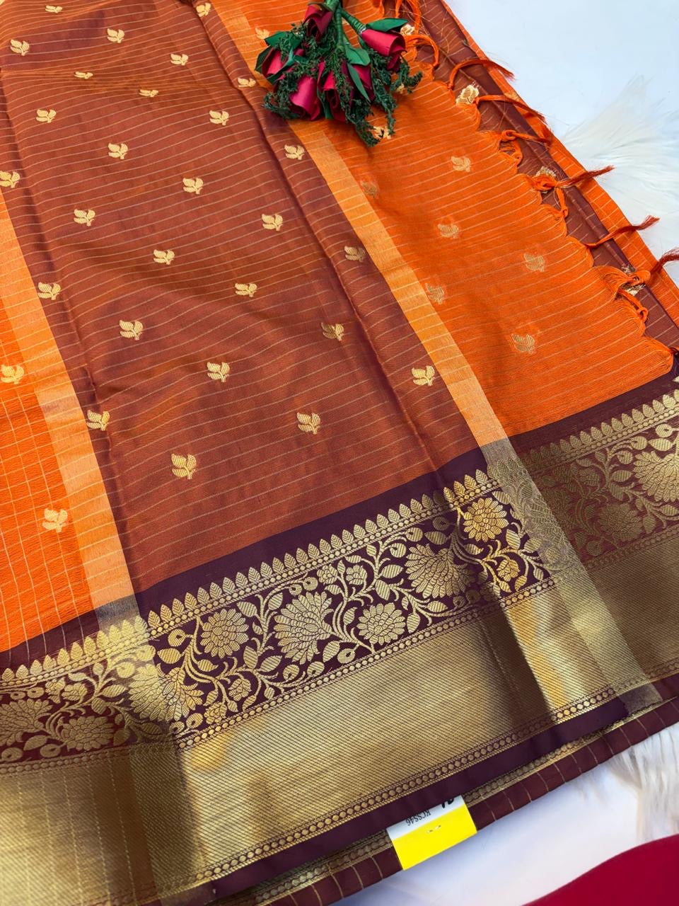 Checked Rust Orange With Brown Contrast Border -(KKSS46)