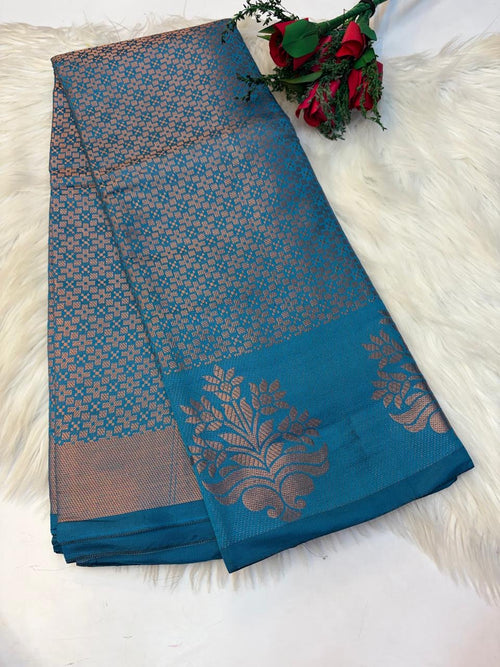 Banarasi Semi Silk Saree  Blue -(KCSS55)